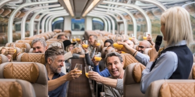 Cheers on the train