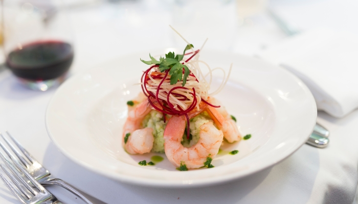 High-end gourmet meal prepared by Rocky Mountaineer