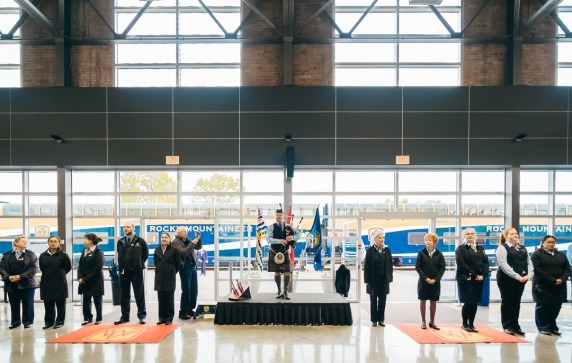 Bagpipes at Rocky Mountaineer's Vancouver station